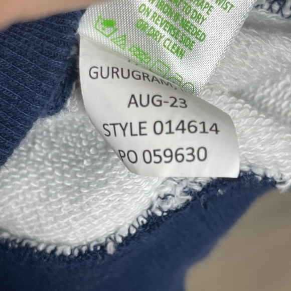 Lilly Pulitzer | Navy White Stripe Ballad Sweatshirt Sequined Palm Tree Beachy - Picture 6 of 7